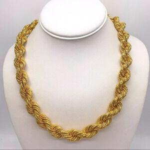 Napier Vintage Gold Thick Twisted Rope Chain Necklace
